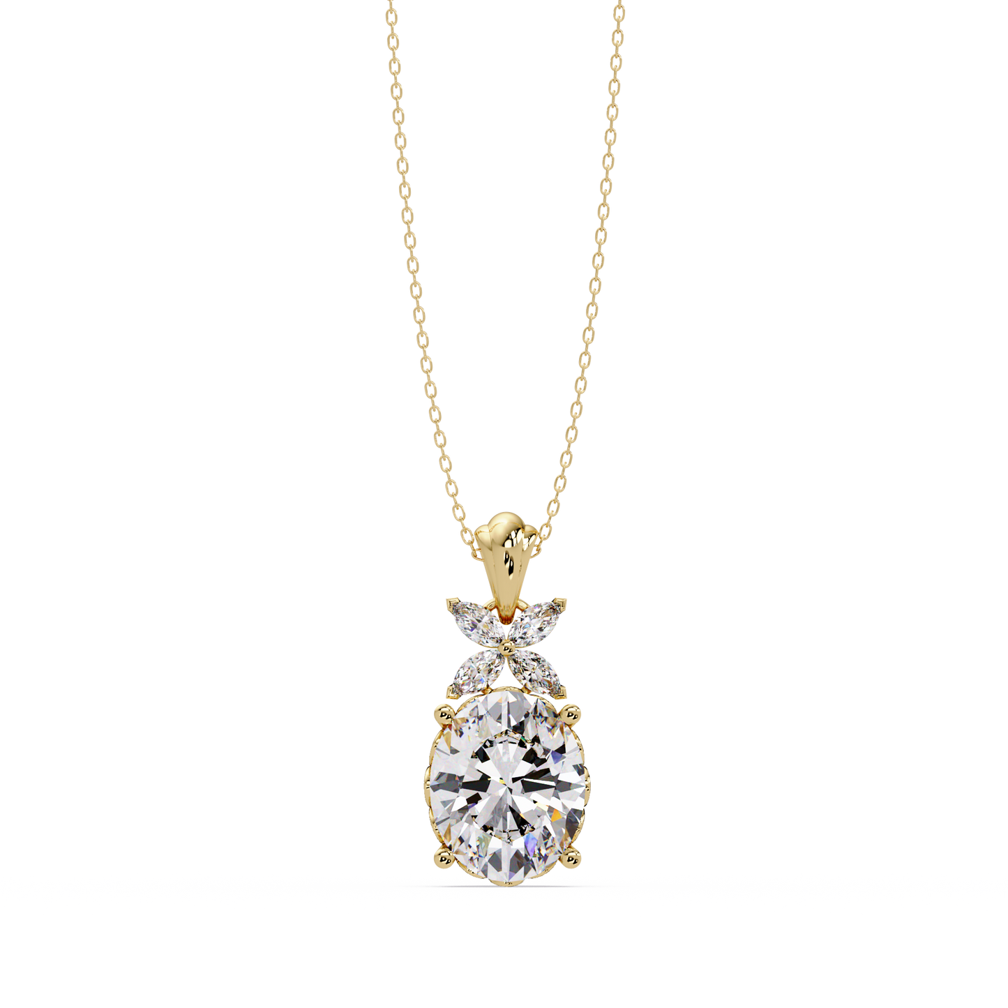 Oval Lab Grown Diamond Solitaire Pendant Necklace - HIGHCARAT DIAMONDS