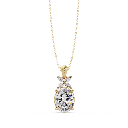 Oval Lab Grown Diamond Solitaire Pendant Necklace - HIGHCARAT DIAMONDS