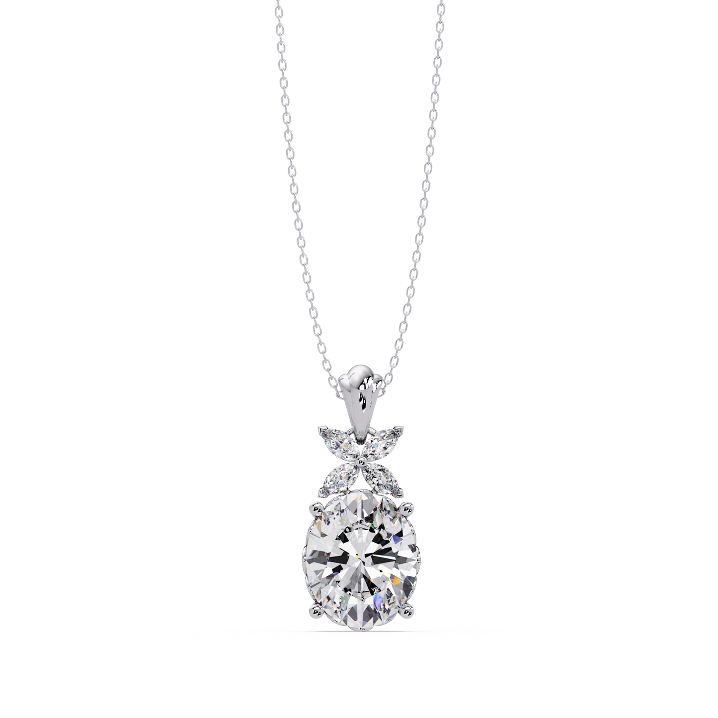 Oval Lab Grown Diamond Solitaire Pendant Necklace - HIGHCARAT DIAMONDS