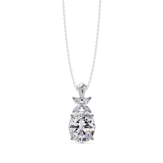Oval Lab Grown Diamond Solitaire Pendant Necklace - HIGHCARAT DIAMONDS