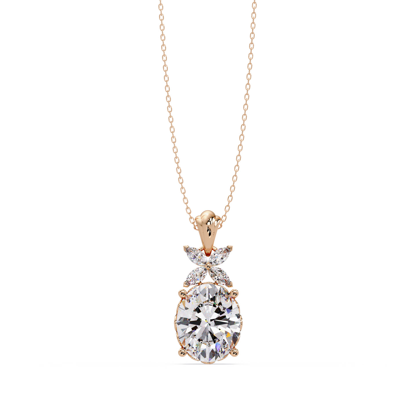 Oval Lab Grown Diamond Solitaire Pendant Necklace - HIGHCARAT DIAMONDS