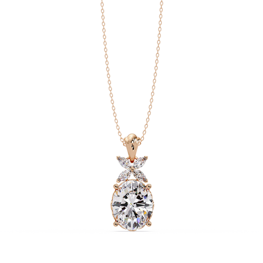 Oval Lab Grown Diamond Solitaire Pendant Necklace - HIGHCARAT DIAMONDS