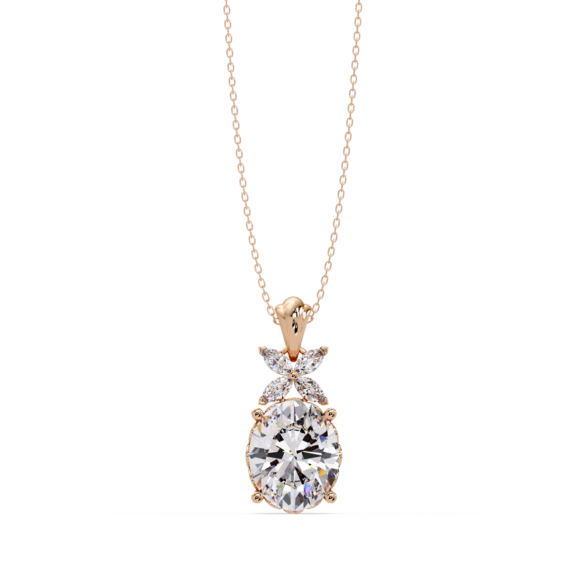Oval Lab Grown Diamond Solitaire Pendant Necklace - HIGHCARAT DIAMONDS