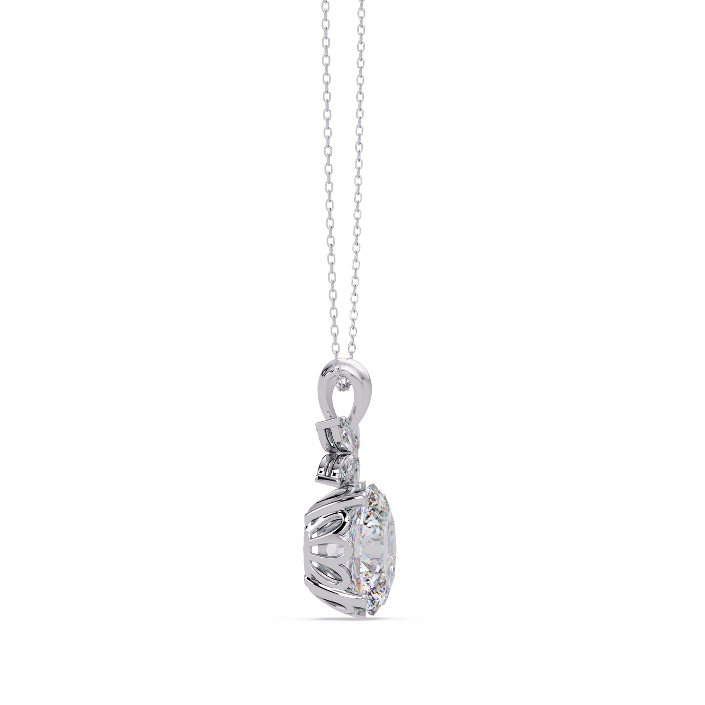 Oval Lab Grown Diamond Solitaire Pendant Necklace - HIGHCARAT DIAMONDS