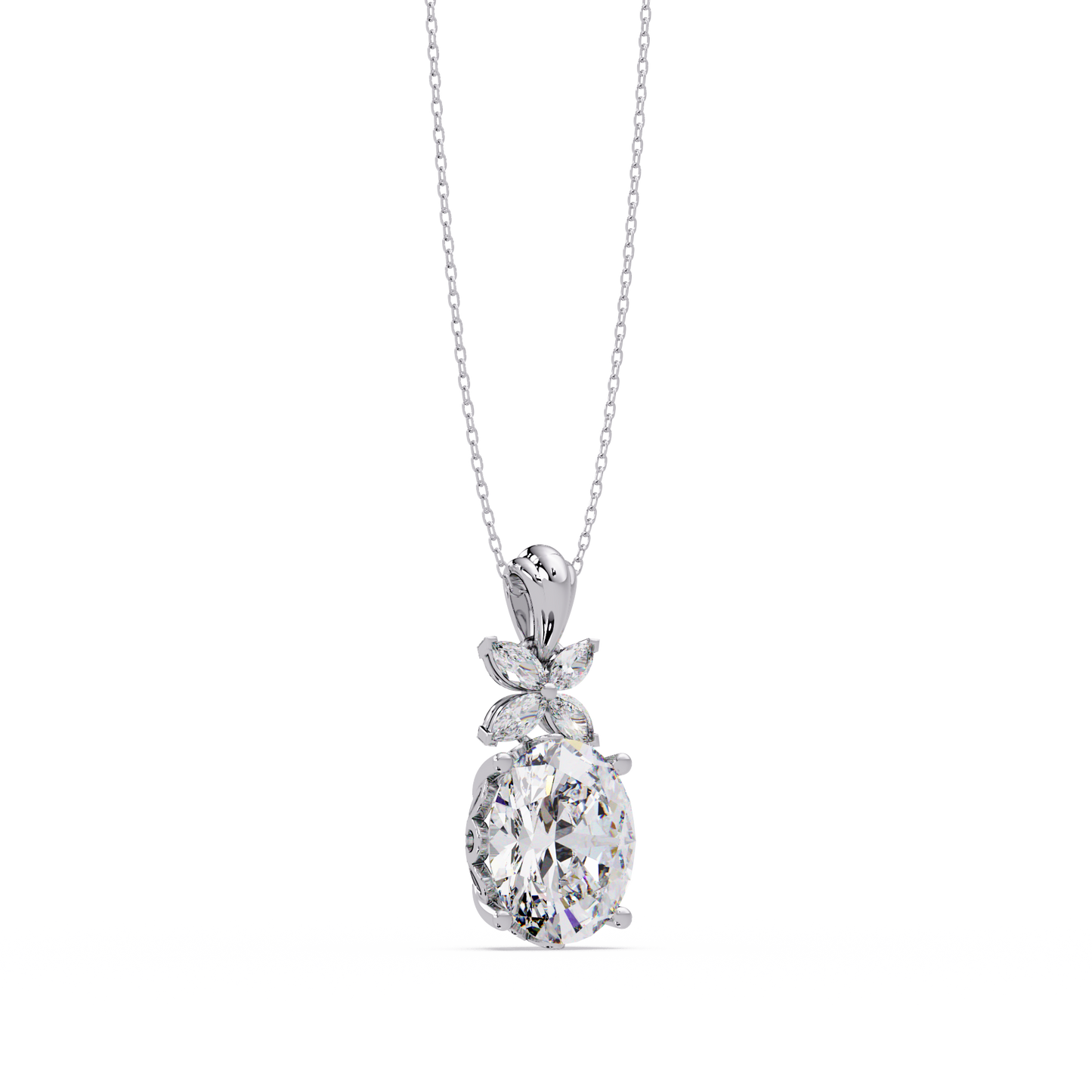 Oval Lab Grown Diamond Solitaire Pendant Necklace - HIGHCARAT DIAMONDS