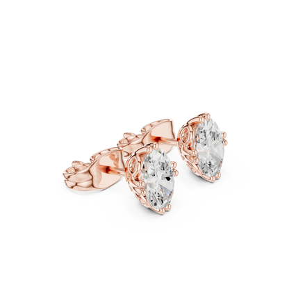 1.00 Ct Oval Shapes Lab Grown Diamond 18k Solid Gold Women Elegance Vintage Diamond Earring For Her - HIGHCARAT DIAMONDS