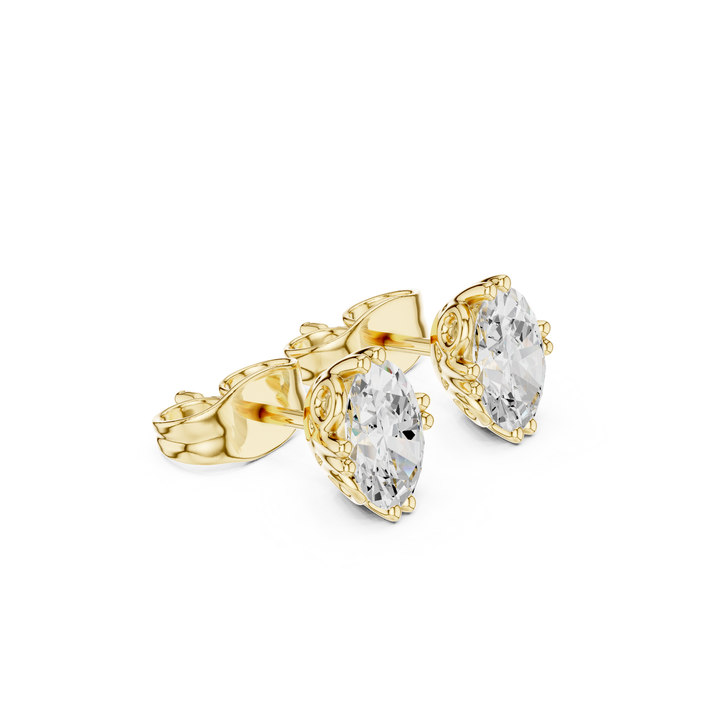 1.00 Ct Oval Shapes Lab Grown Diamond 18k Solid Gold Women Elegance Vintage Diamond Earring For Her - HIGHCARAT DIAMONDS