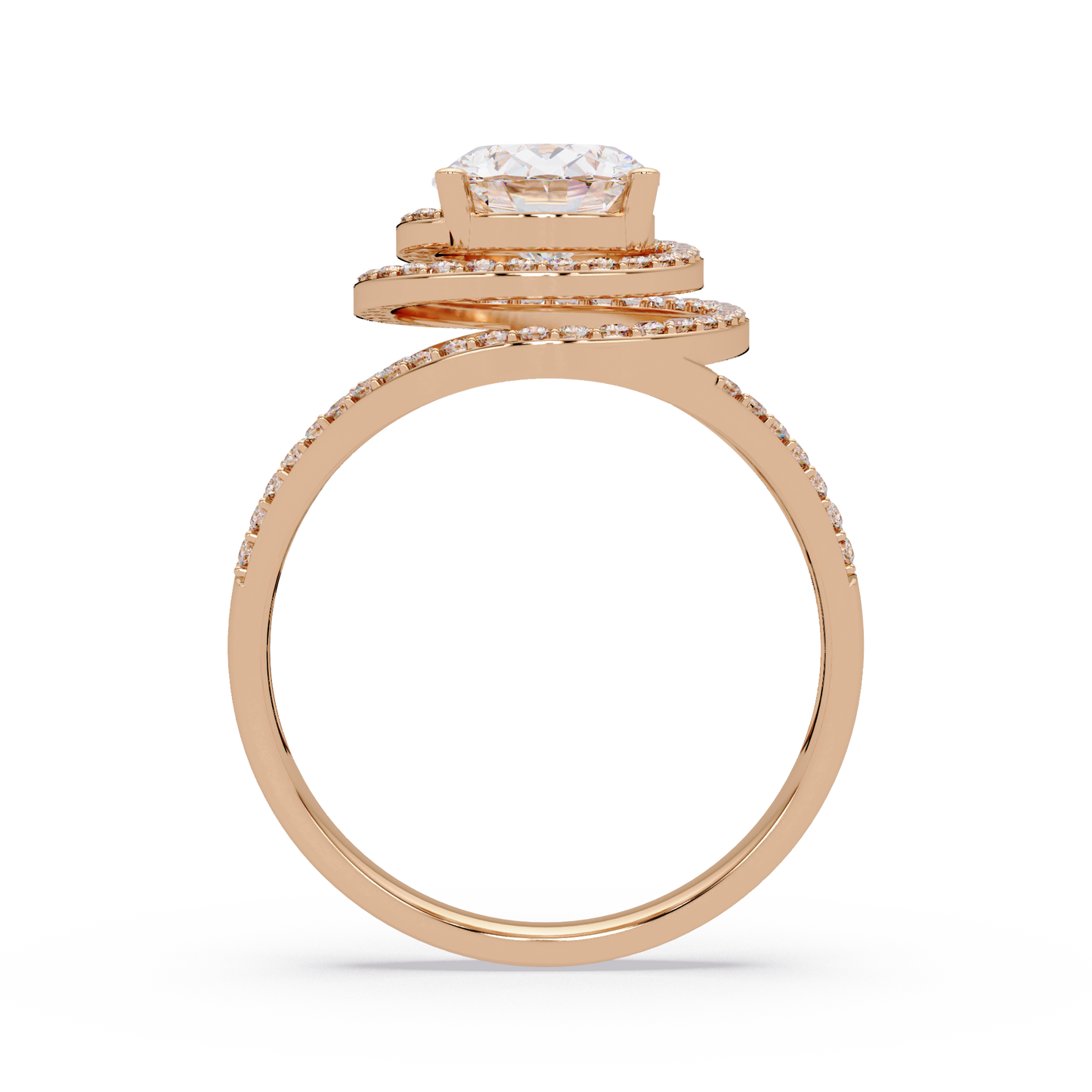 Oval Lab Grown Diamond Split Shank Double Halo Ring - HIGHCARAT DIAMONDS