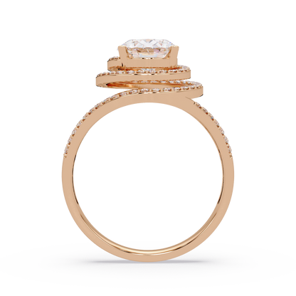 Oval Lab Grown Diamond Split Shank Double Halo Ring - HIGHCARAT DIAMONDS