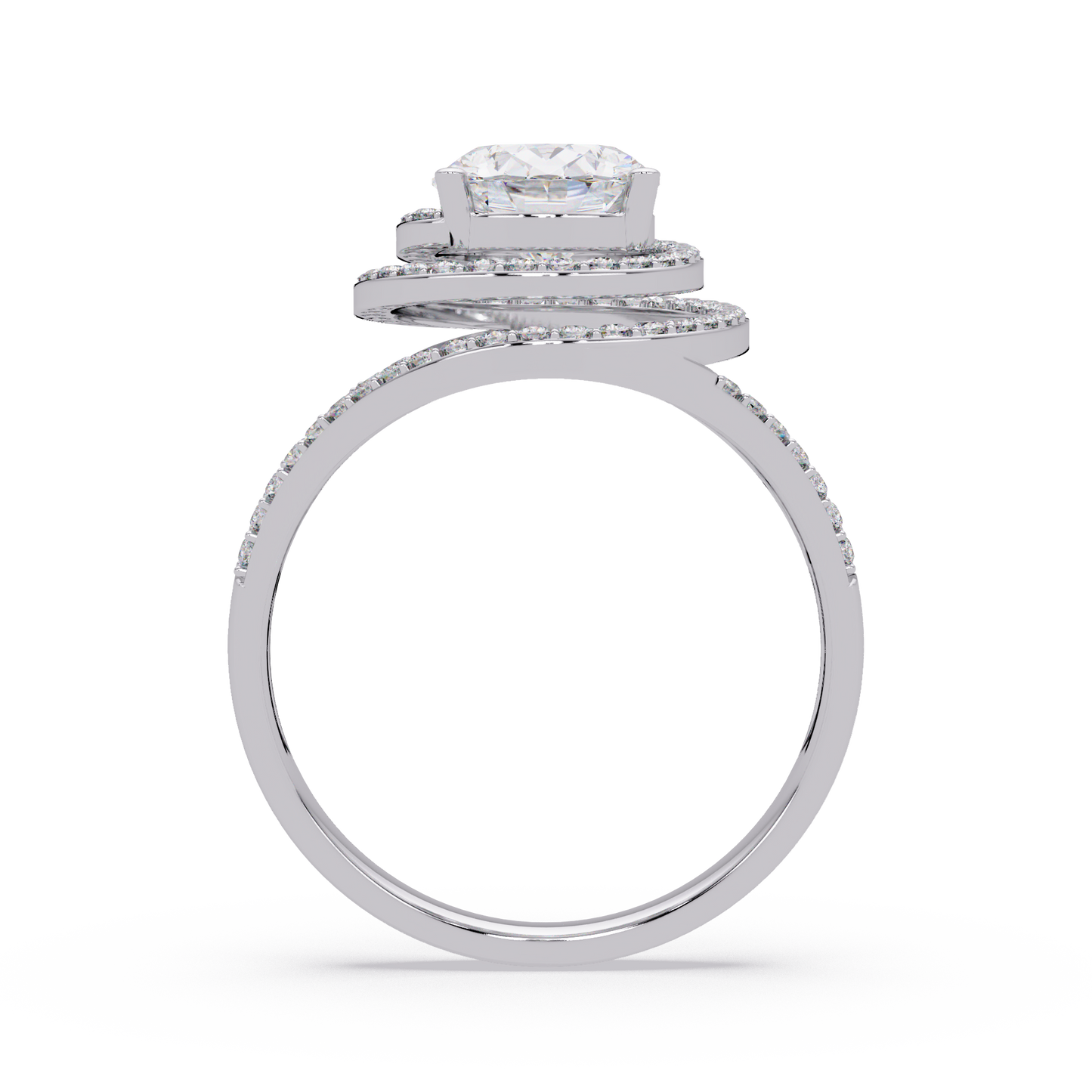 Oval Lab Grown Diamond Split Shank Double Halo Ring - HIGHCARAT DIAMONDS