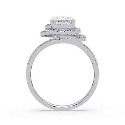 Oval Lab Grown Diamond Split Shank Double Halo Ring - HIGHCARAT DIAMONDS