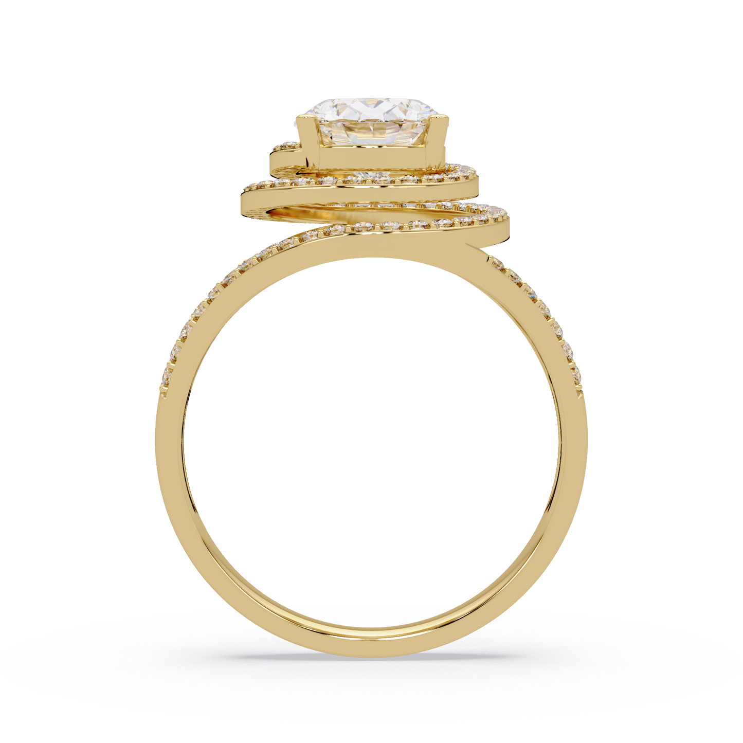 Oval Lab Grown Diamond Split Shank Double Halo Ring - HIGHCARAT DIAMONDS