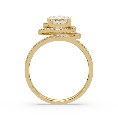 Oval Lab Grown Diamond Split Shank Double Halo Ring - HIGHCARAT DIAMONDS