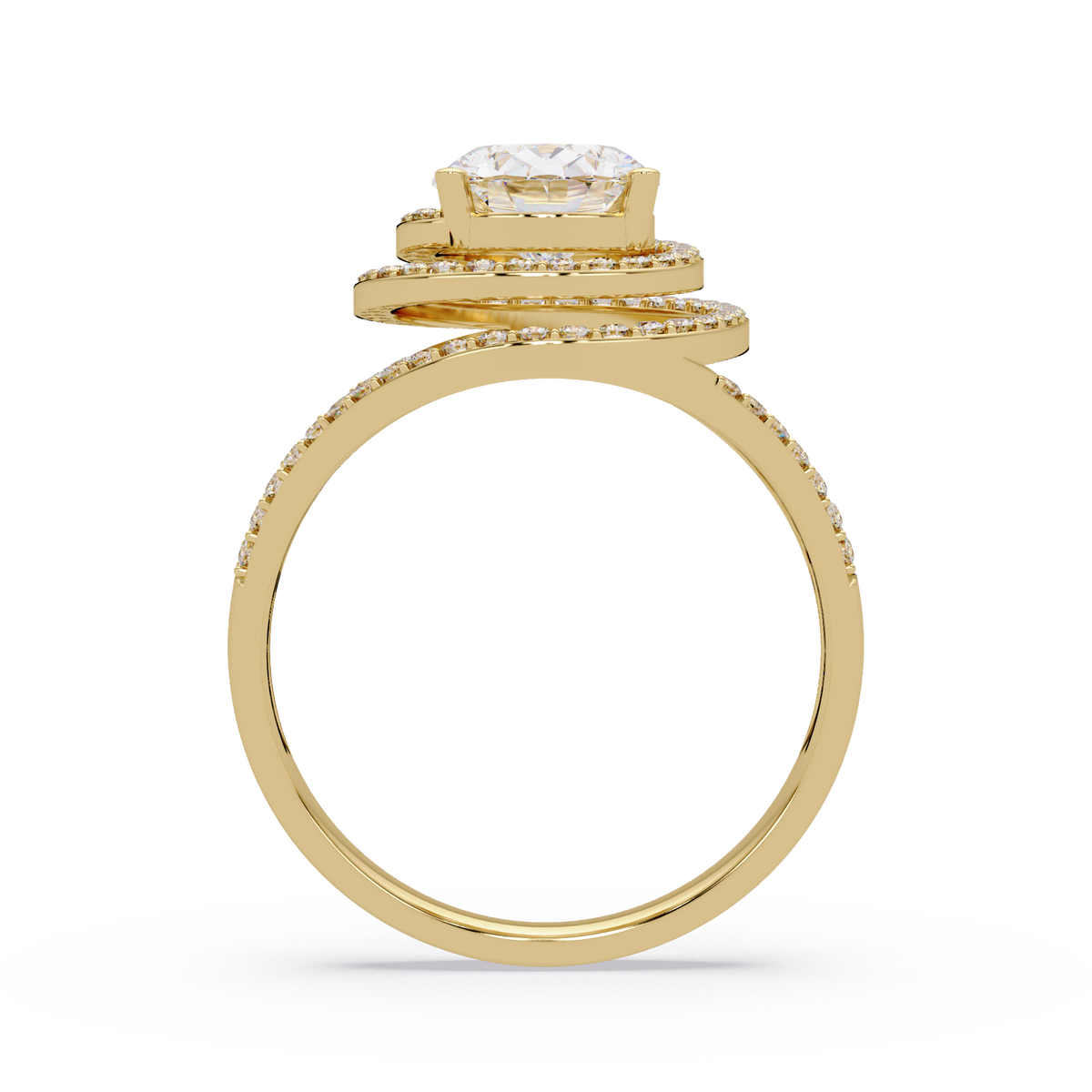 Oval Lab Grown Diamond Split Shank Double Halo Ring - HIGHCARAT DIAMONDS