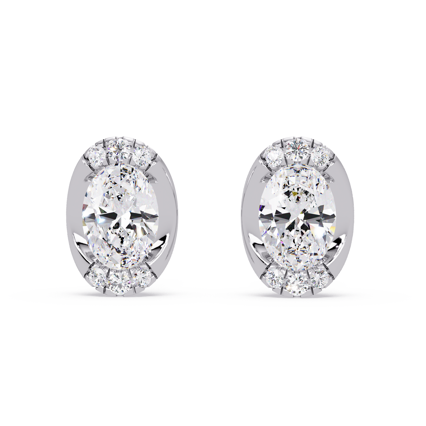 Oval Lab Grown Diamond Stud Bezel Set Earrings - HIGHCARAT DIAMONDS