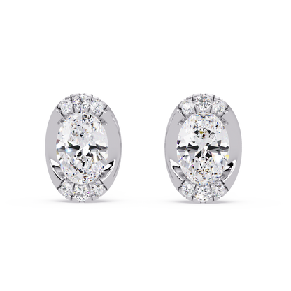 Oval Lab Grown Diamond Stud Bezel Set Earrings - HIGHCARAT DIAMONDS