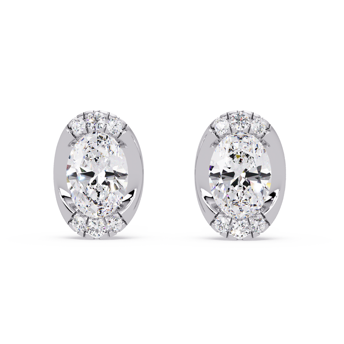 Oval Lab Grown Diamond Stud Bezel Set Earrings - HIGHCARAT DIAMONDS