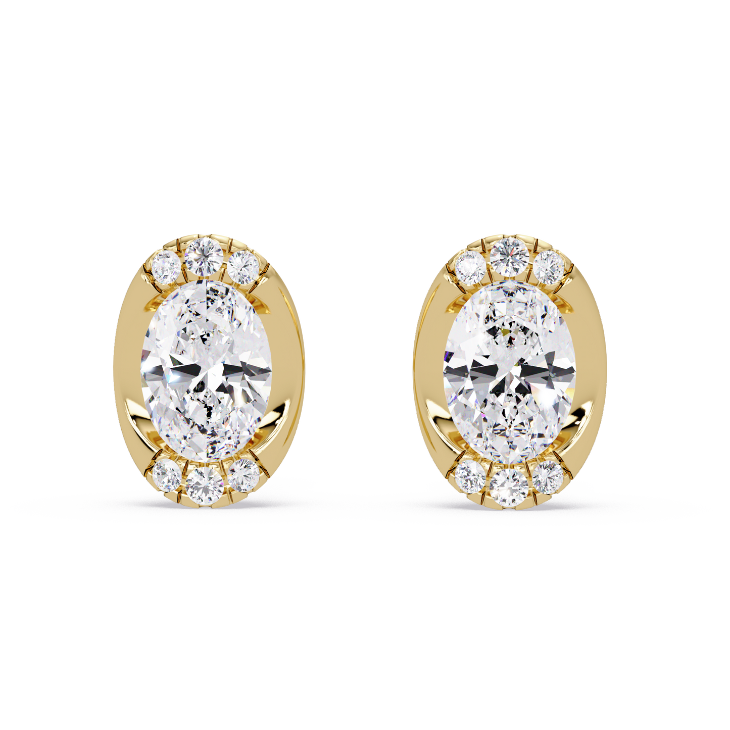 Oval Lab Grown Diamond Stud Bezel Set Earrings - HIGHCARAT DIAMONDS
