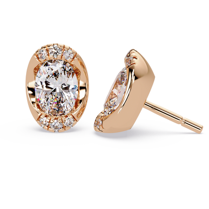 Oval Lab Grown Diamond Stud Bezel Set Earrings - HIGHCARAT DIAMONDS