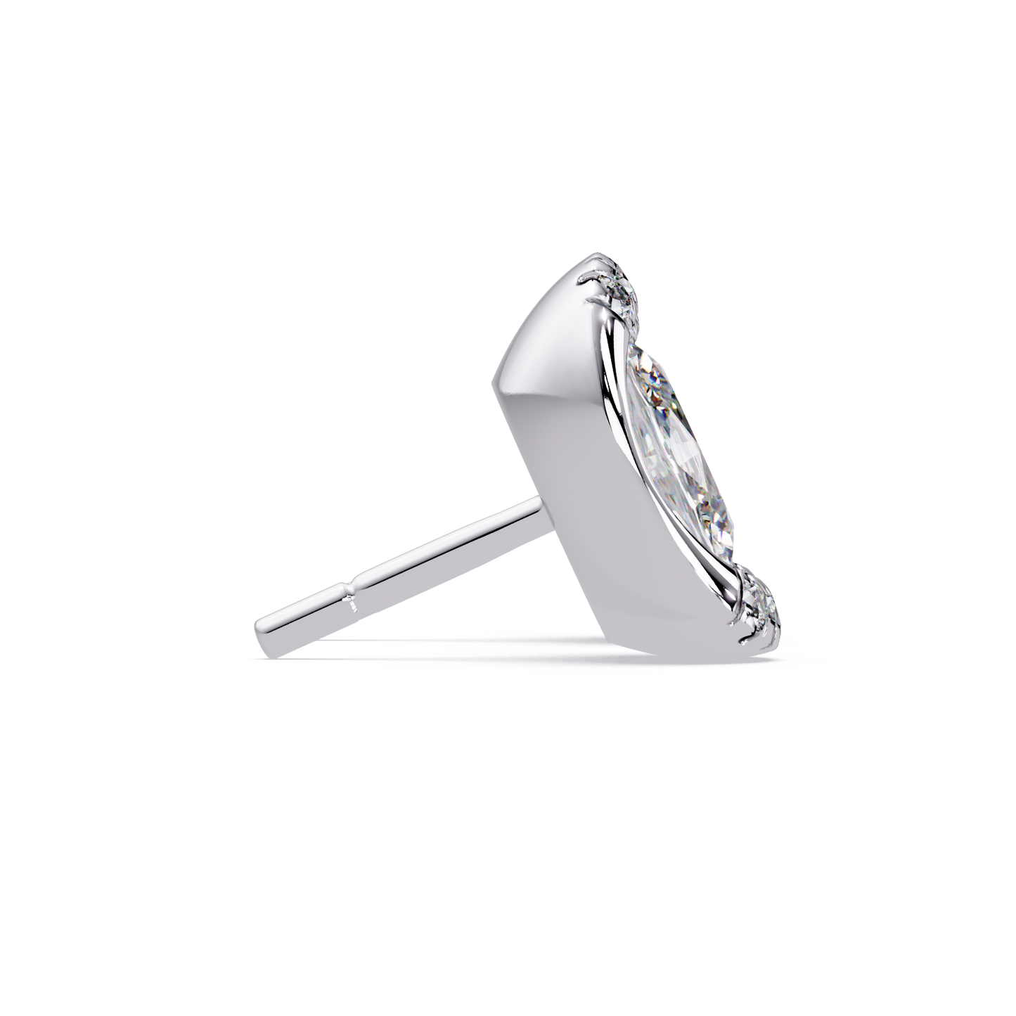 Oval Lab Grown Diamond Stud Bezel Set Earrings - HIGHCARAT DIAMONDS