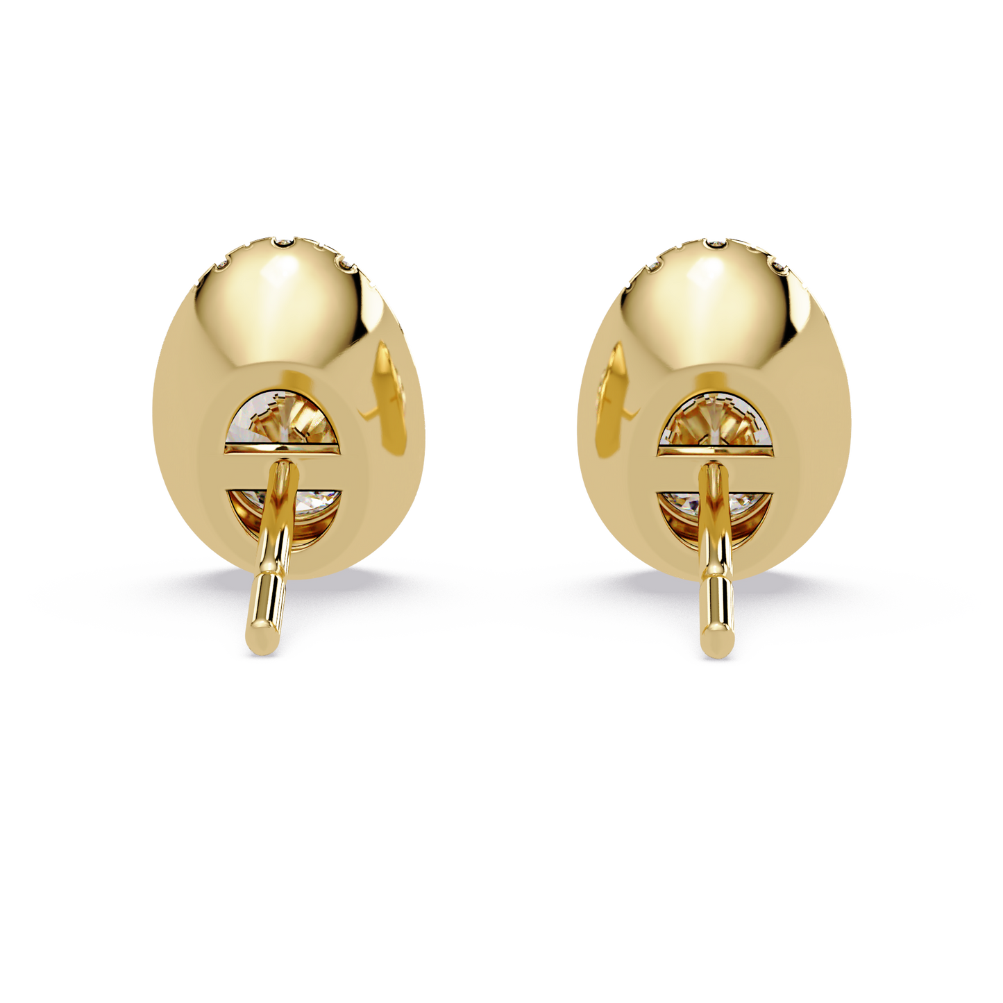 Oval Lab Grown Diamond Stud Bezel Set Earrings - HIGHCARAT DIAMONDS