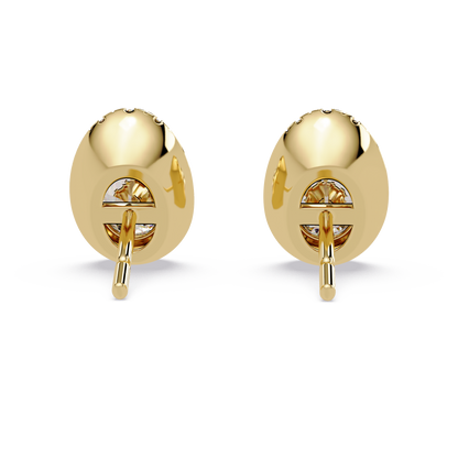 Oval Lab Grown Diamond Stud Bezel Set Earrings - HIGHCARAT DIAMONDS