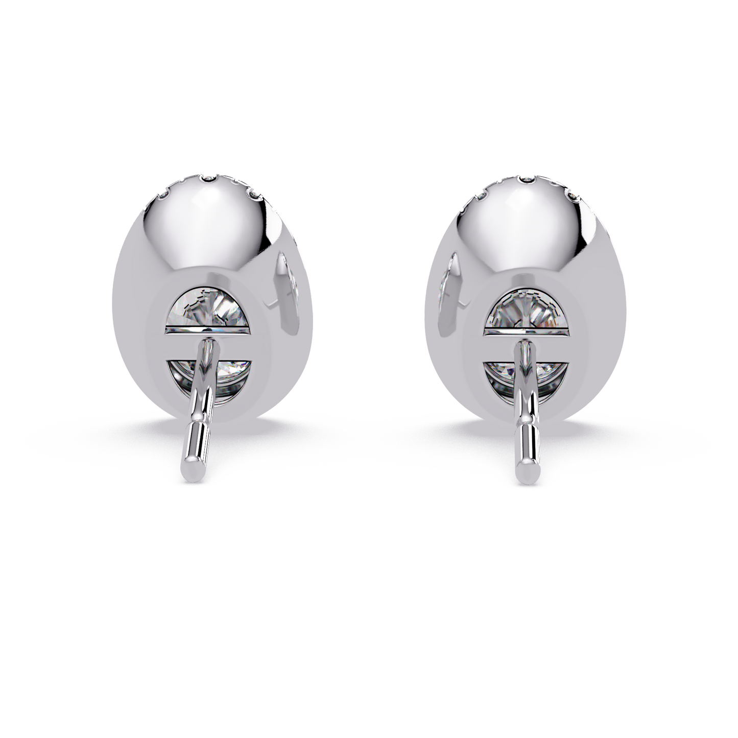 Oval Lab Grown Diamond Stud Bezel Set Earrings - HIGHCARAT DIAMONDS