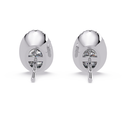 Oval Lab Grown Diamond Stud Bezel Set Earrings - HIGHCARAT DIAMONDS