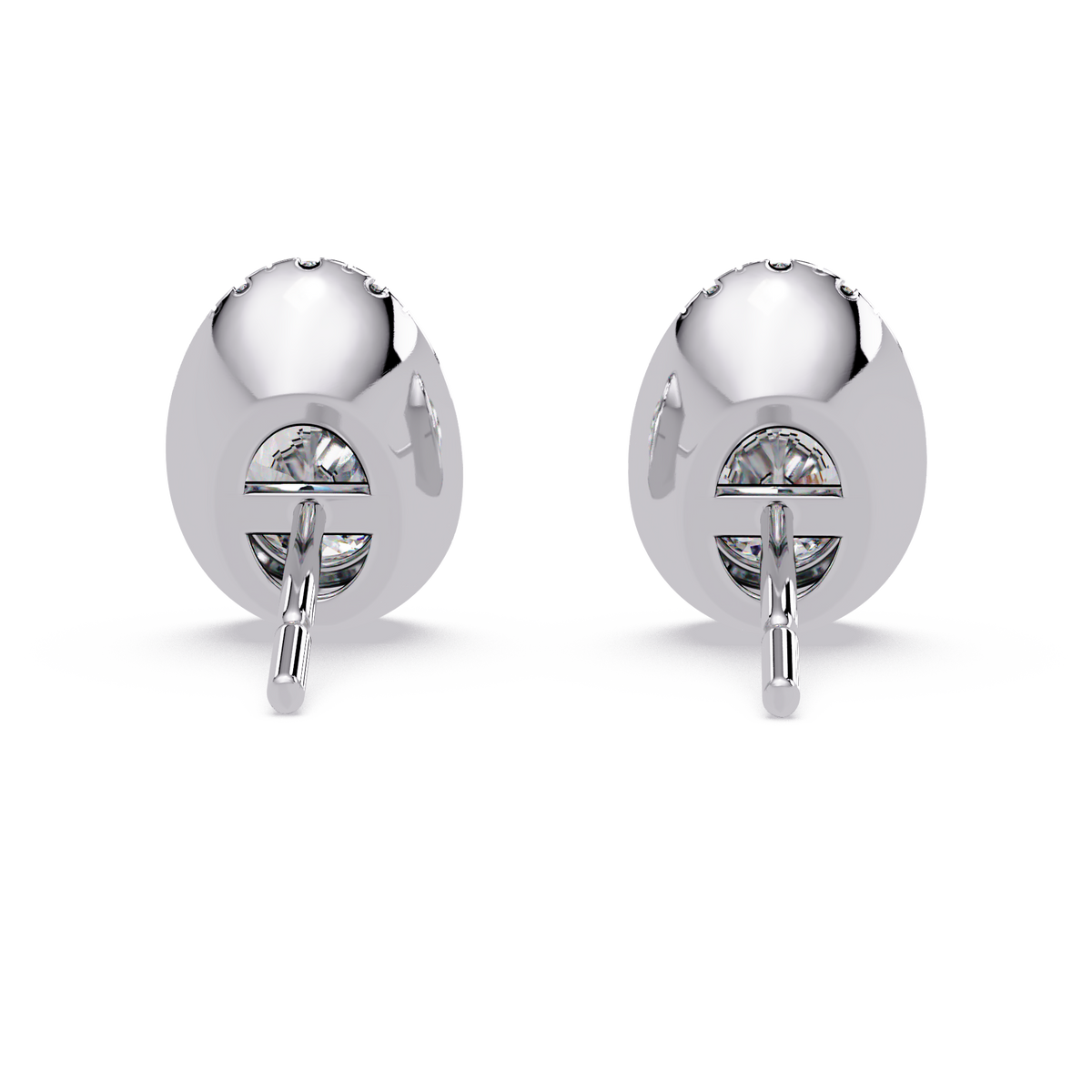 Oval Lab Grown Diamond Stud Bezel Set Earrings - HIGHCARAT DIAMONDS