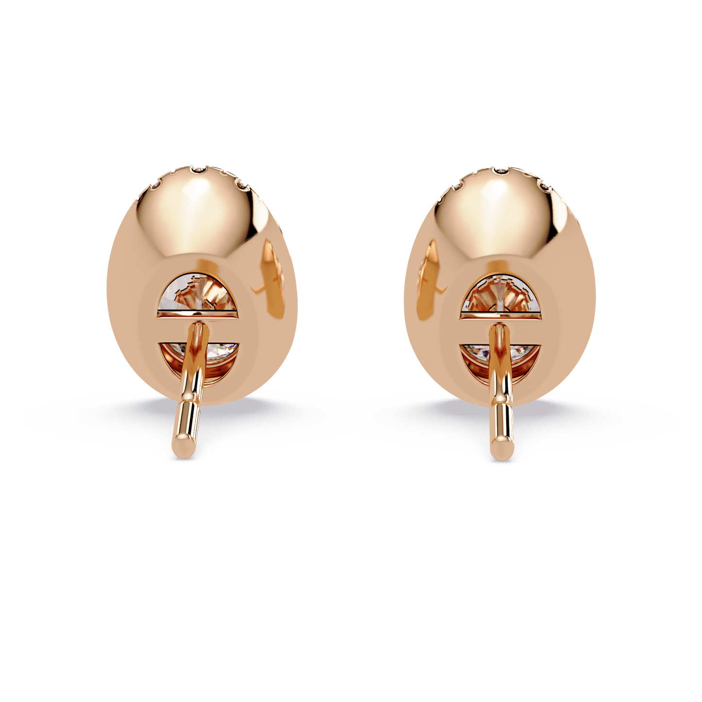 Oval Lab Grown Diamond Stud Bezel Set Earrings - HIGHCARAT DIAMONDS