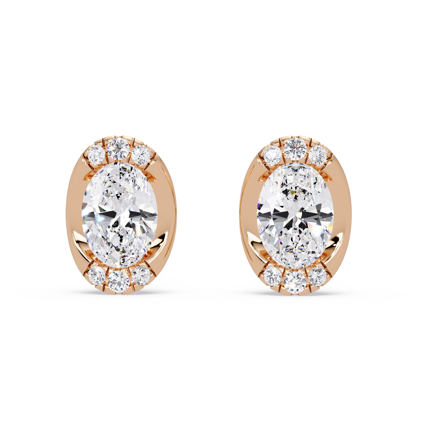 Oval Lab Grown Diamond Stud Bezel Set Earrings - HIGHCARAT DIAMONDS