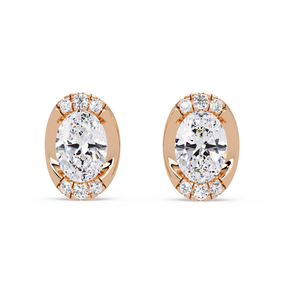 Oval Lab Grown Diamond Stud Bezel Set Earrings - HIGHCARAT DIAMONDS