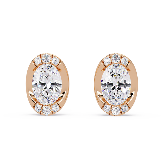 Oval Lab Grown Diamond Stud Bezel Set Earrings - HIGHCARAT DIAMONDS