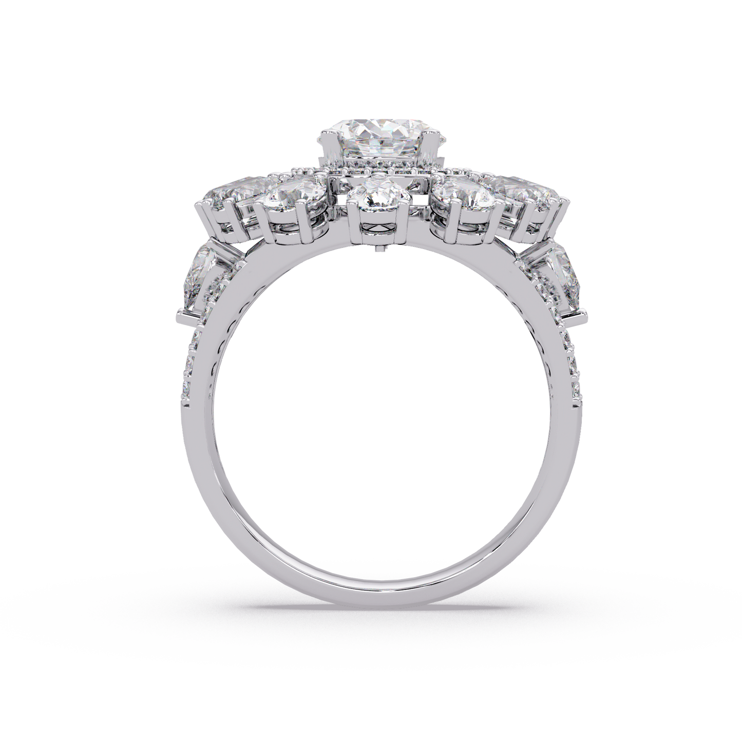 Oval Lab Grown Diamond Sunburst Halo Statement Ring - HIGHCARAT DIAMONDS