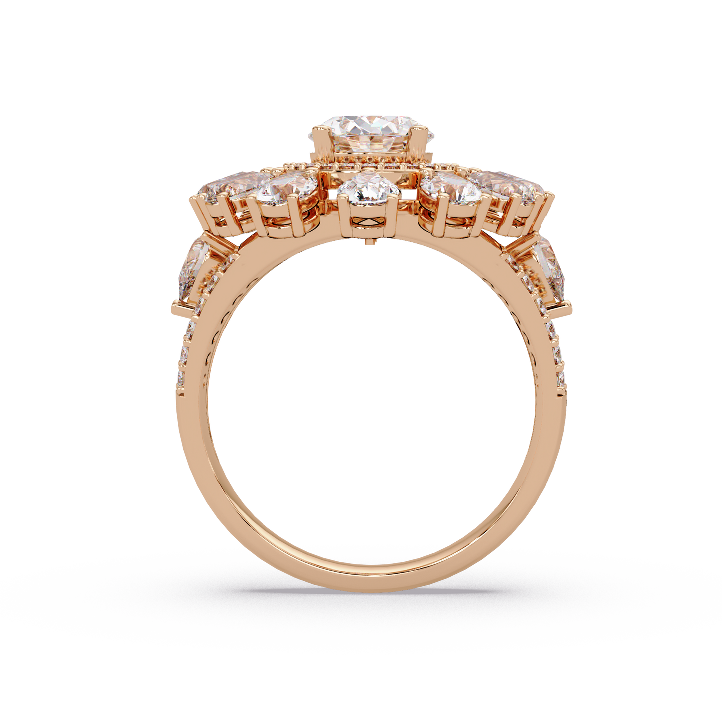 Oval Lab Grown Diamond Sunburst Halo Statement Ring - HIGHCARAT DIAMONDS