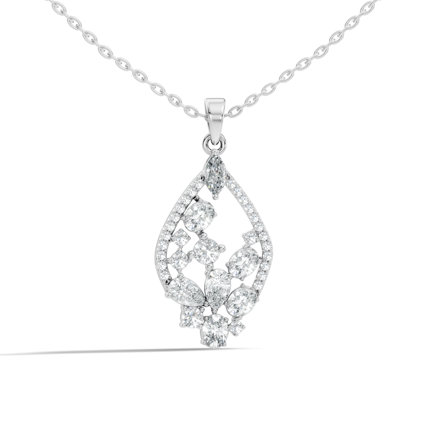 Marquise & Oval Cut Lab-Grown Diamond Pendant Teardrop Necklace In Elegant Jewelry Gift For Her - HIGHCARAT DIAMONDS