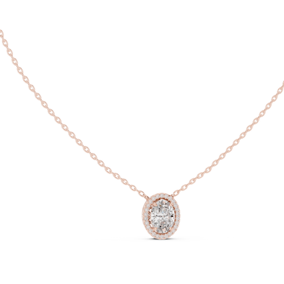 Oval Lab-Grown Diamond Halo Pendant for Women