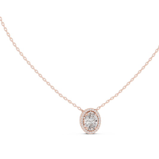 Oval Lab-Grown Diamond Halo Pendant for Women