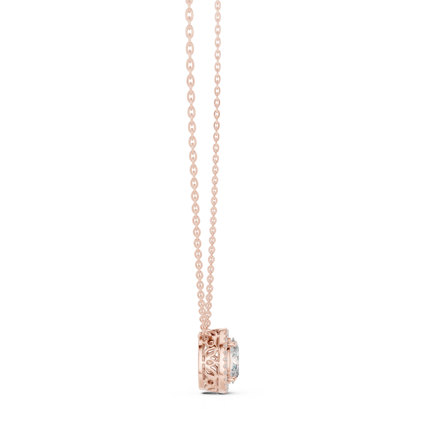 Elegant Oval Diamond Pendant Necklace with Halo Design