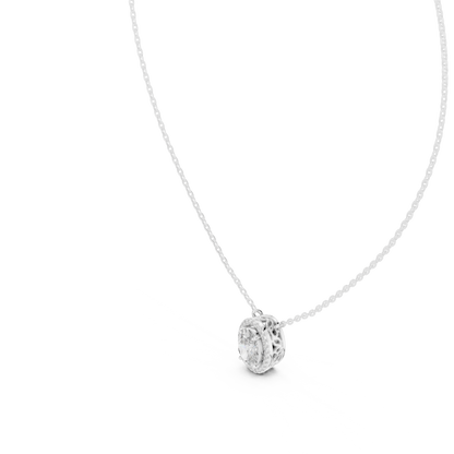 Sparkling Oval Halo Diamond Pendant for Women’s Jewelry