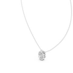 Sparkling Oval Halo Diamond Pendant for Women’s Jewelry