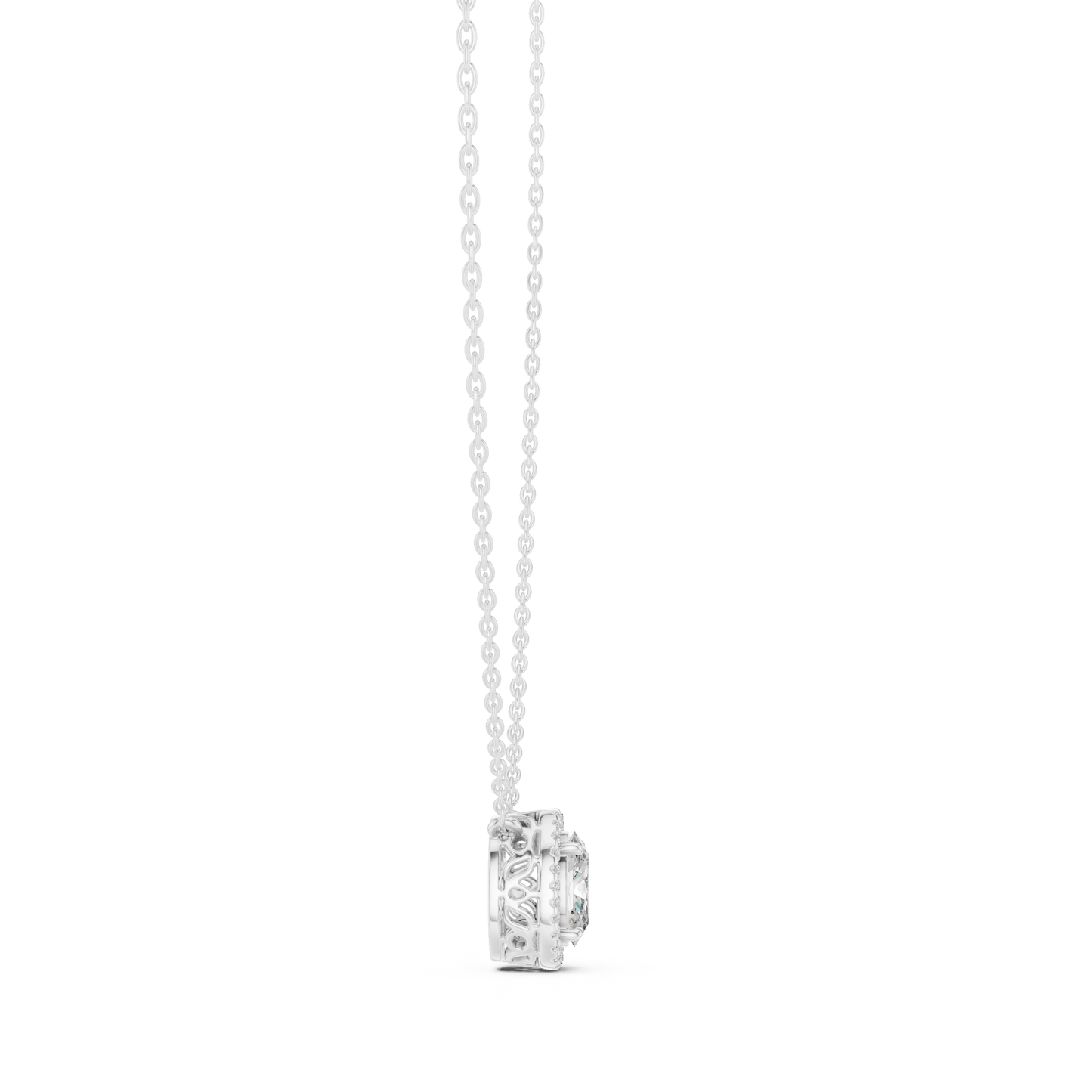 Eco-Friendly Oval Lab Diamond Halo Necklace