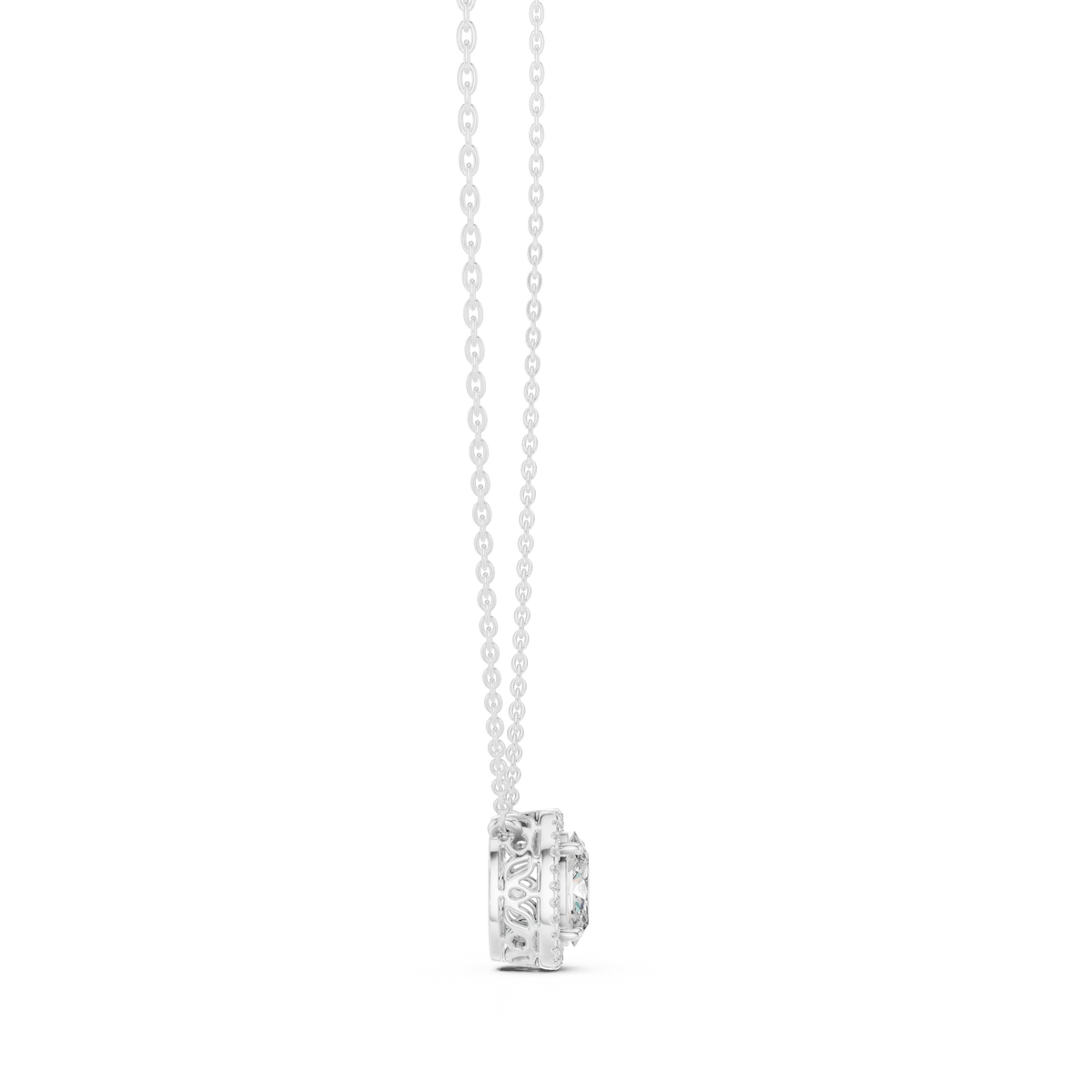 Eco-Friendly Oval Lab Diamond Halo Necklace