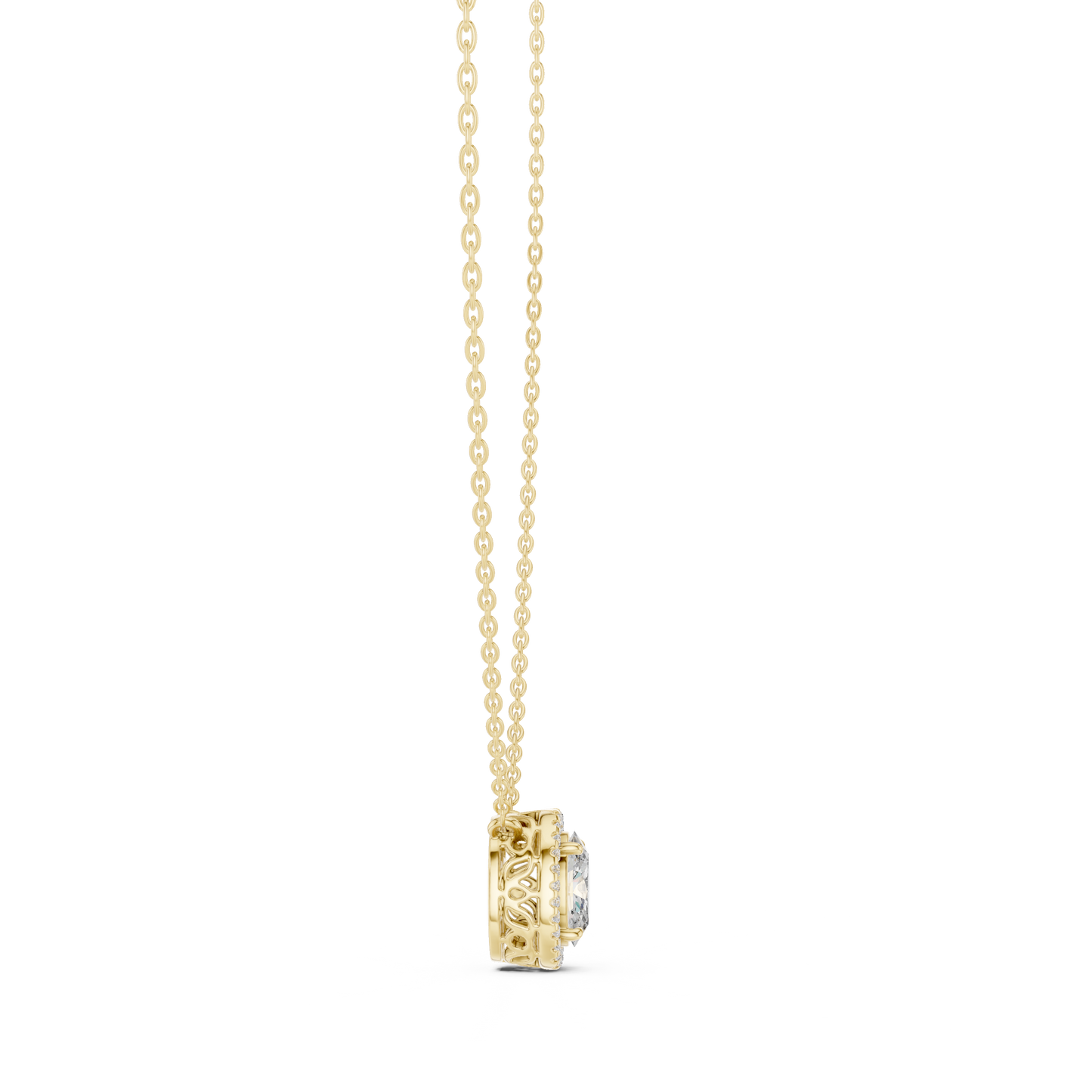 Oval Lab-Grown Diamond Halo Style Pendant For Her In 14K Solid Gold - HIGHCARAT DIAMONDS