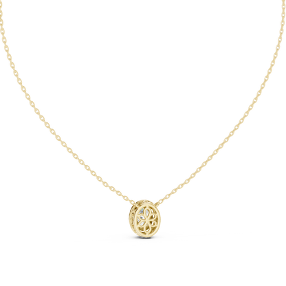 Oval Lab-Grown Diamond Halo Style Pendant For Her In 14K Solid Gold - HIGHCARAT DIAMONDS