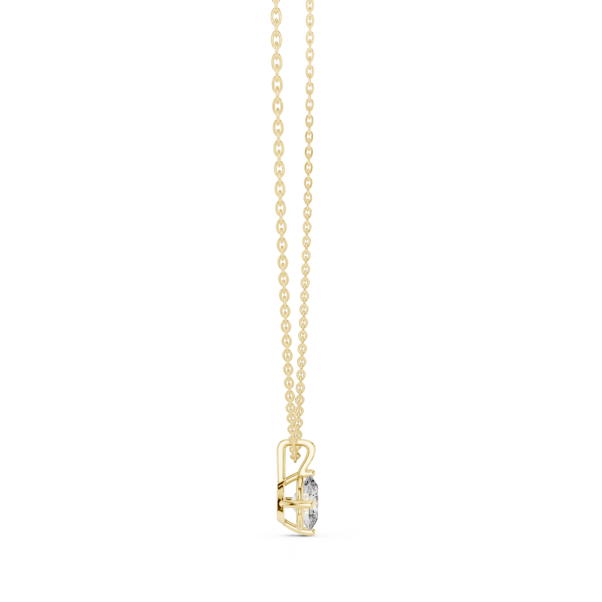 Oval White Gold Diamond Pendant with Prong Setting Side Angle View