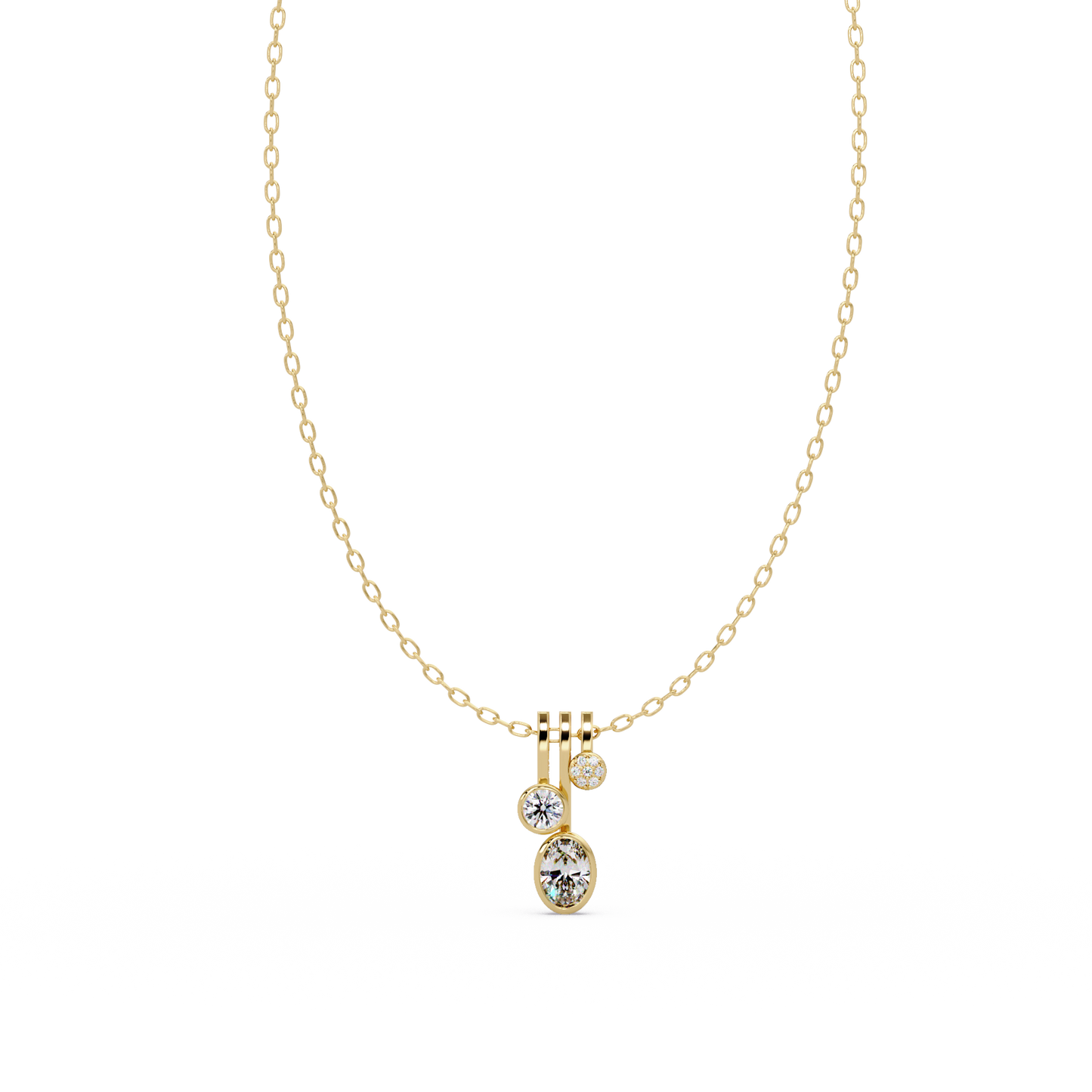 Oval & Round Cut Lab Grown Diamond Bezel Set Pendant - HIGHCARAT DIAMONDS