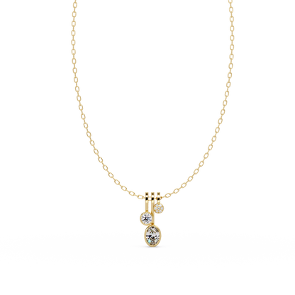 Oval & Round Cut Lab Grown Diamond Bezel Set Pendant - HIGHCARAT DIAMONDS