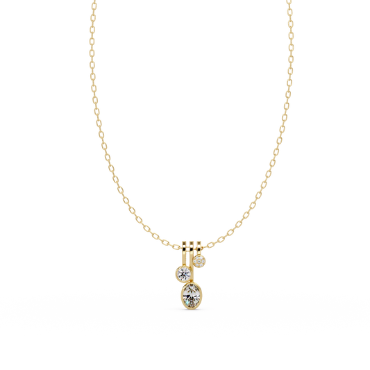 Oval & Round Cut Lab Grown Diamond Bezel Set Pendant - HIGHCARAT DIAMONDS