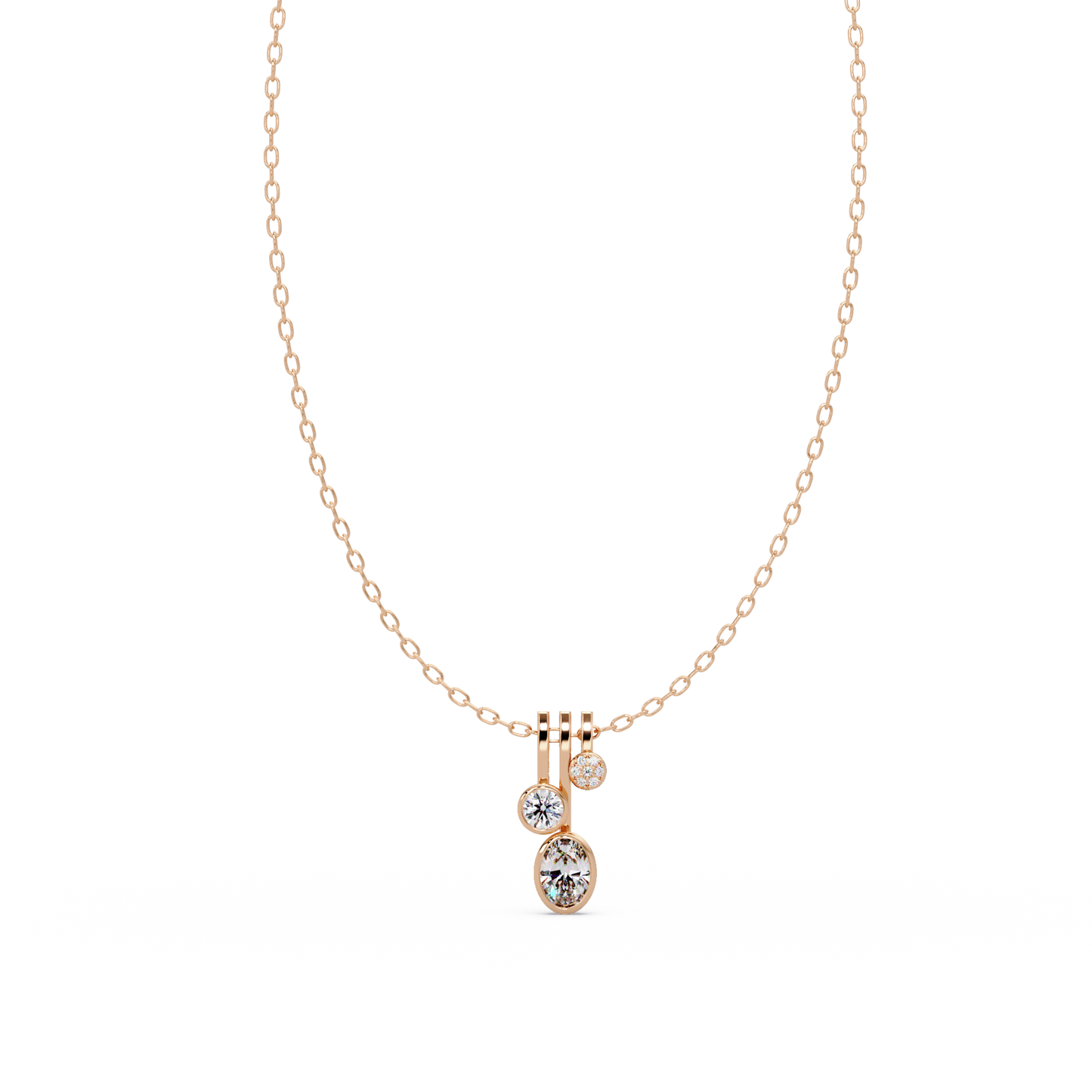 Oval & Round Cut Lab Grown Diamond Bezel Set Pendant - HIGHCARAT DIAMONDS